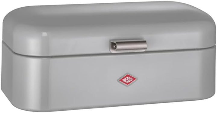 Wesco Grandy Brotkasten in der Farbe grau, pulverbeschichtetes Stahlblech, Lüftungslöcher und stabil