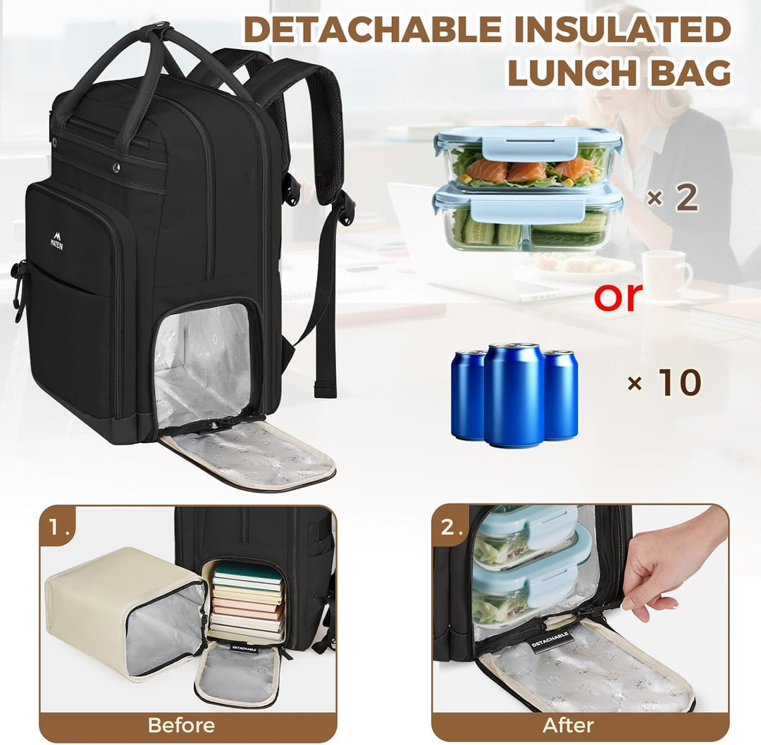 MATEIN Rucksack Damen mit Kühlfach, Laptop Rucksack Damen 15,6 Zoll | Lehrer Rucksack für A5, Schulr