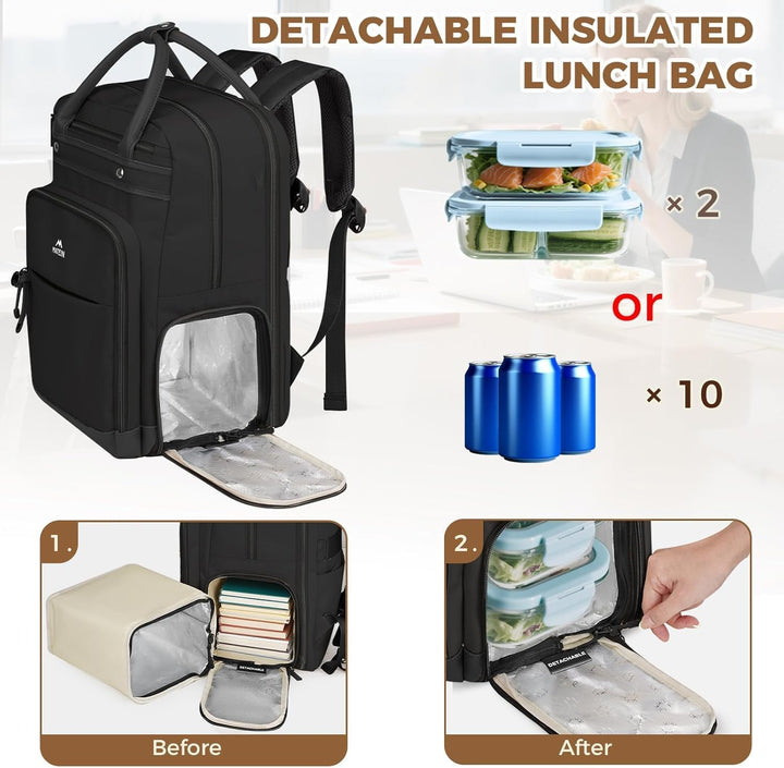 MATEIN Rucksack Damen mit Kühlfach, Laptop Rucksack Damen 15,6 Zoll | Lehrer Rucksack für A5, Schulr