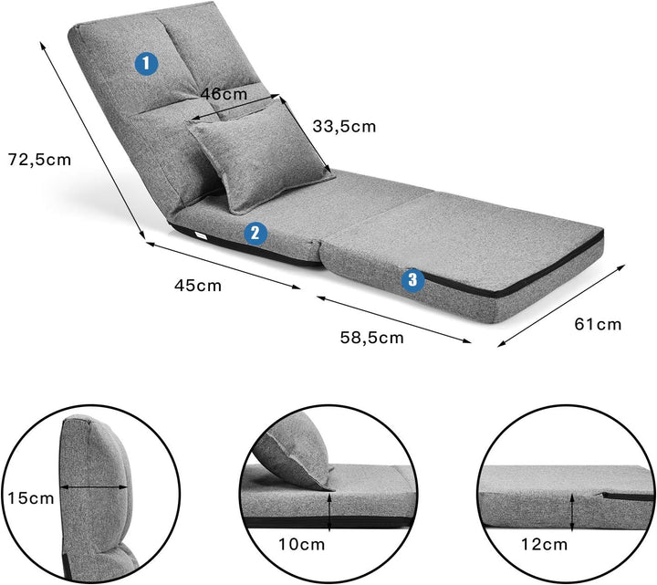 GOPLUS Bodenstuhl, Bodensessel mit 5-Fach Verstellbarer Rückenlehne &amp; Kissen, Bodensofa mit Schlaffu