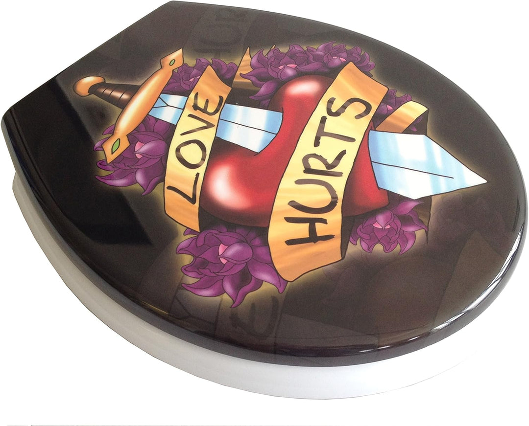 ADOB Design WC Sitz Love Hurts Klobrille Klodeckel Toilettendeckel aus Duroplast, Absenkautomatik, S