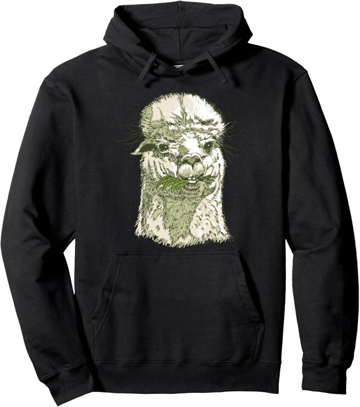 Handgezeichnetes Alpaka Gesicht Tier Handgezeichnet Lama Pullover Hoodie