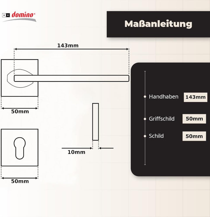 domino Türgriff DIANA-QR M4 PZ-Profilzylinder Drückergarnitur für Zimmertüren Türdrücker-Set Rosette