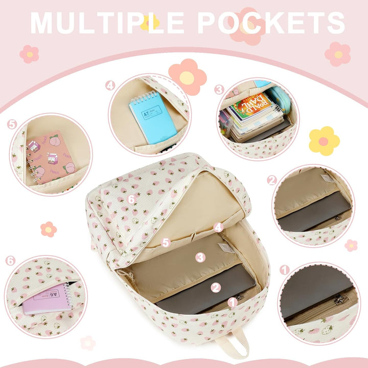 LOIDOU Rucksack für Teenager Mädchen Bookbags Kinderrucksack Kinder Schulrucksack mit Lunchpaket Fed