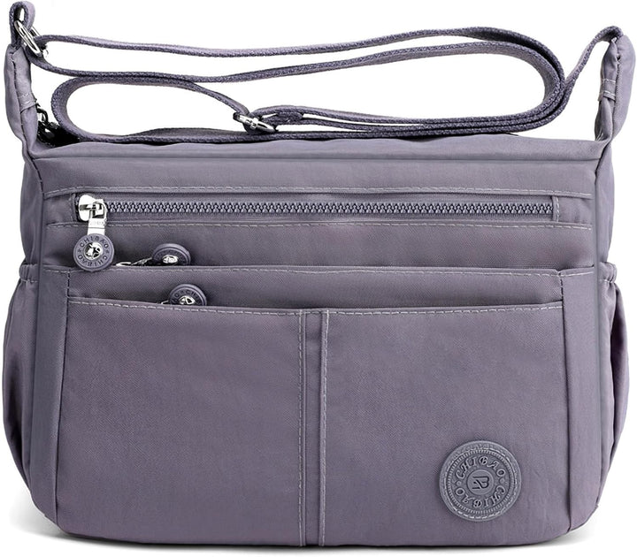 DIRRONA Beiläufig Damen Umhängetasche Multi Pocket Crossbody Bag Mittelgrosse Umhängetasche Aus Nylo