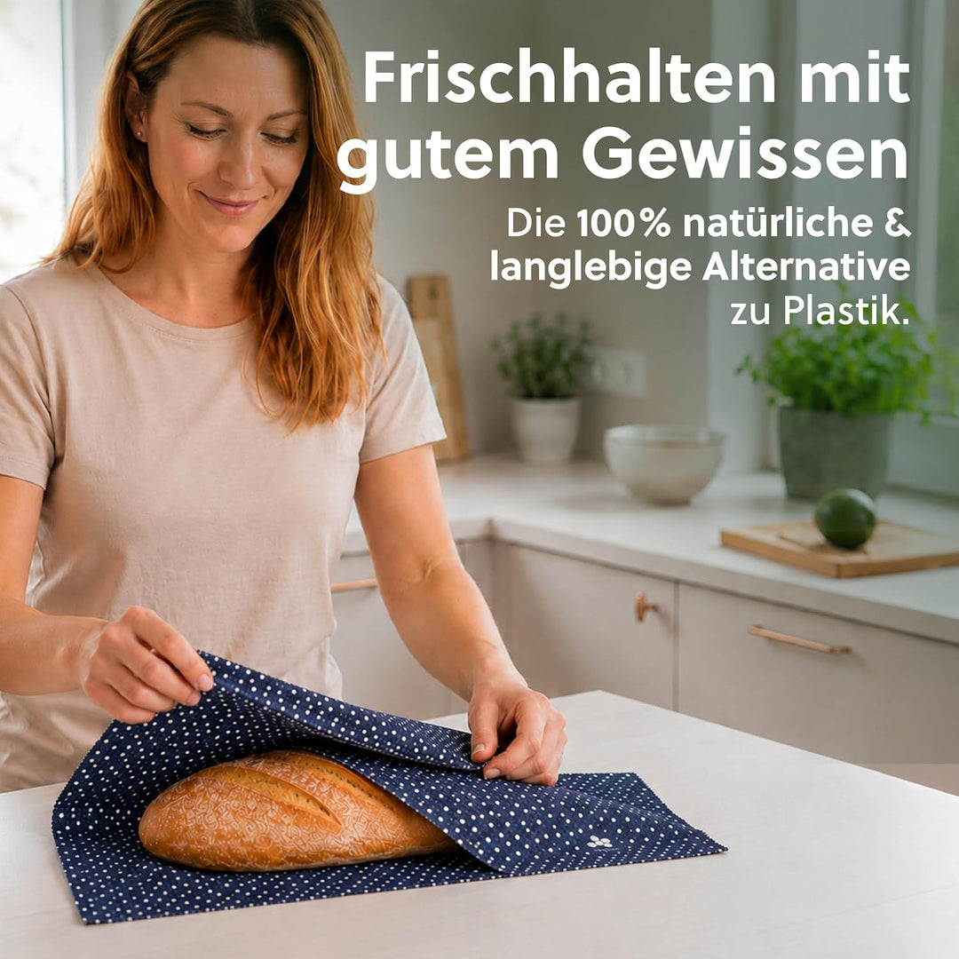 beegut BIO Bienenwachstücher 3er Set aus Deutschland, Lebensmittel frisch halten, nachhaltige & wied