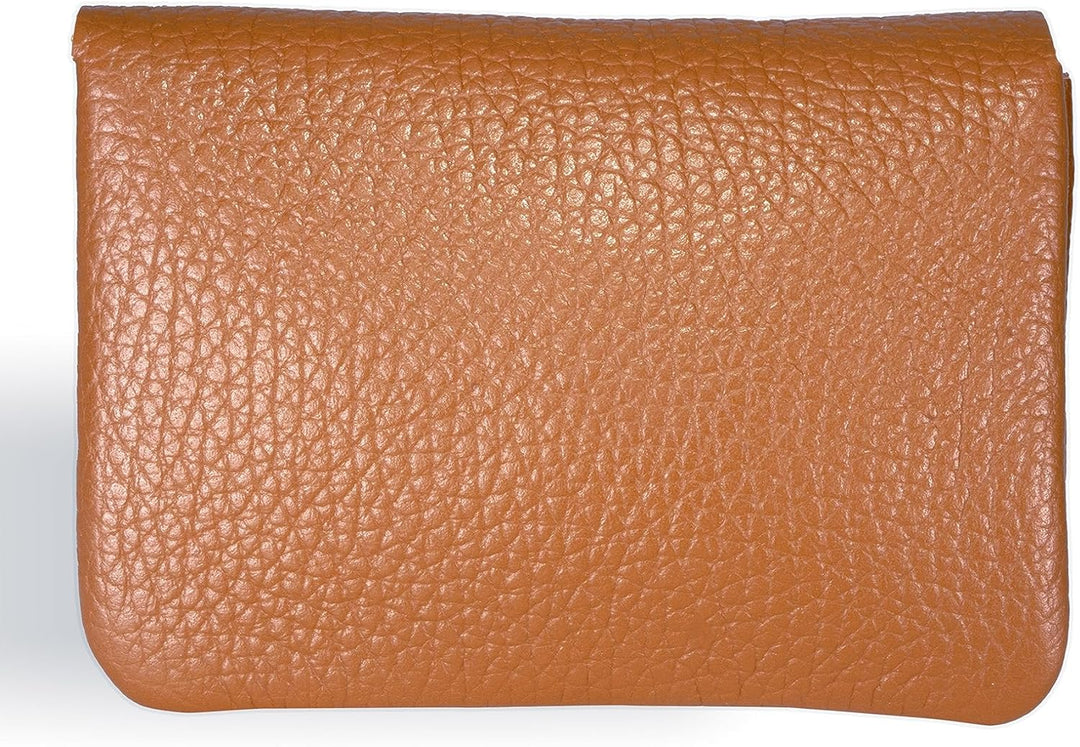 Damen Geldbörse minimalistisch, klassischer Geldbeutel aus genarbten, echten Leder - Mia (Cognac), C