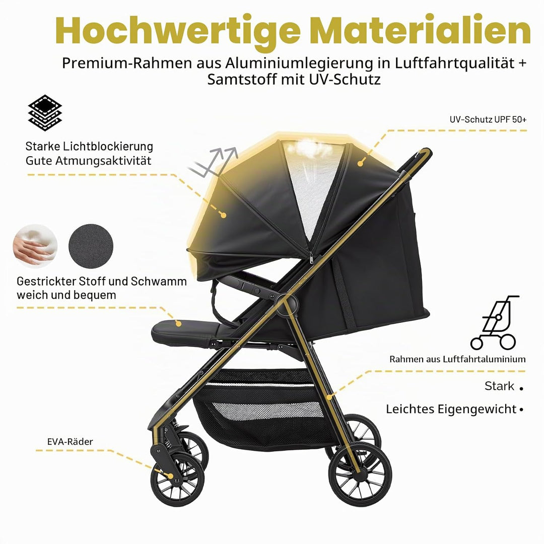UBRAVOO Kinderwagen Buggy für Kleinkinder mit Liegesitz, ultrakompakter Reisebuggy klein zusammenkla