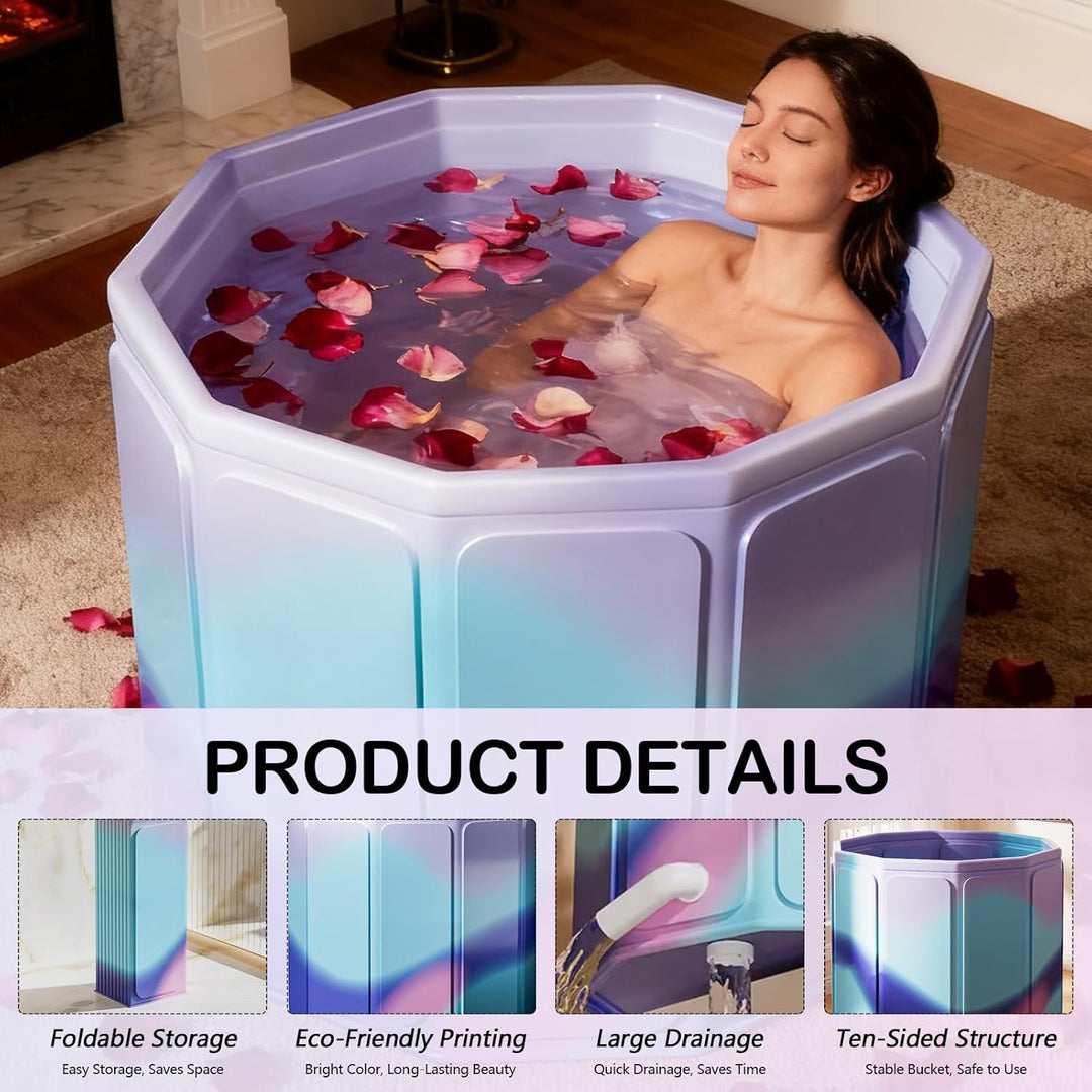 Faltbare Badewanne, 80x70cm(BxH) Tragbare Mobile Badewanne für Heiss- und Kaltbäder für kleine Badez