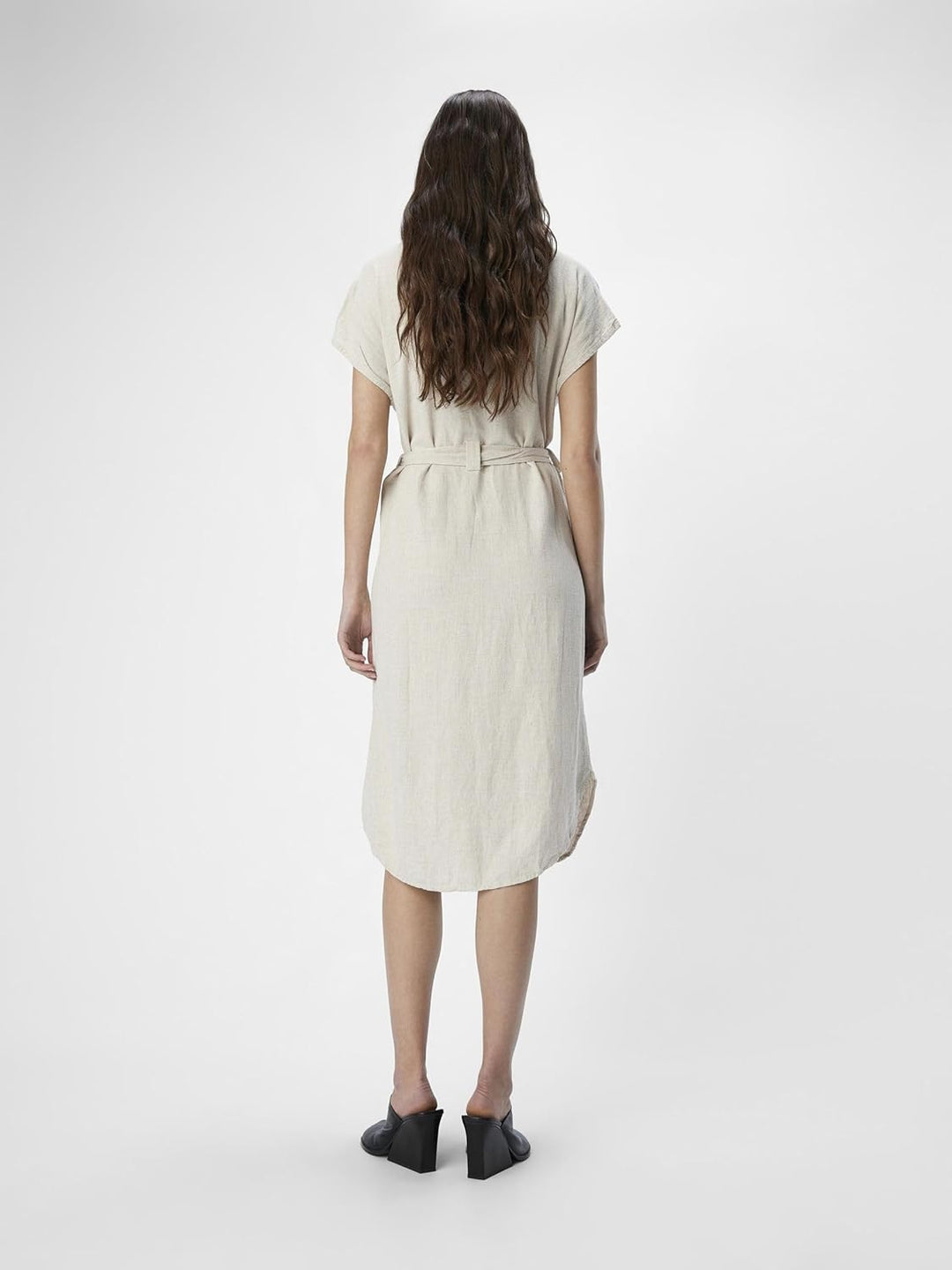 Object Female Blusenkleid Leinenmix 44 Sandshell, 44 Sandshell