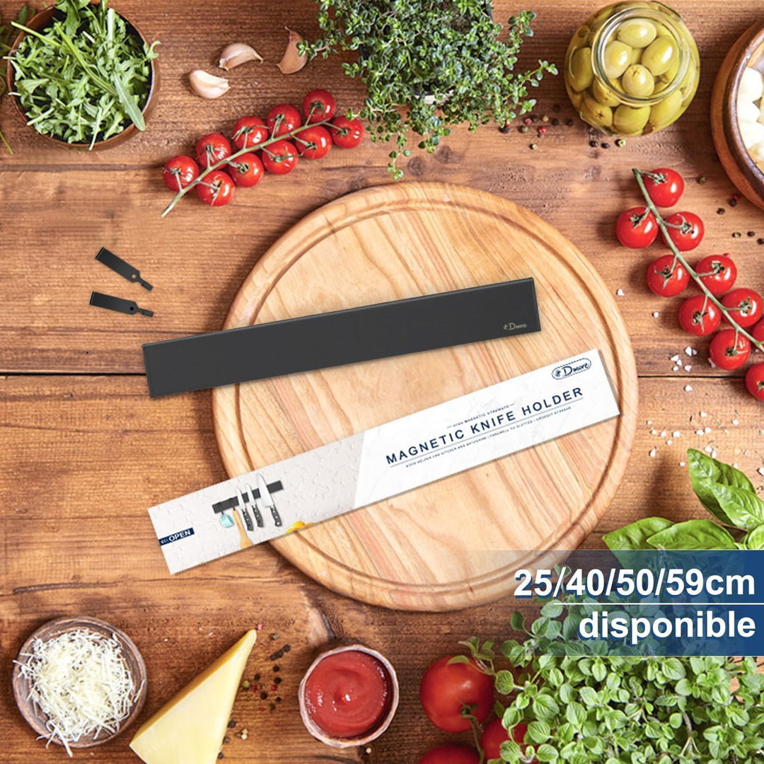 Dmore 30 cm Magnetleiste Messer mit 2 Haken, schwarzer Messerhalter magnetisch ohne Bohren, leistung