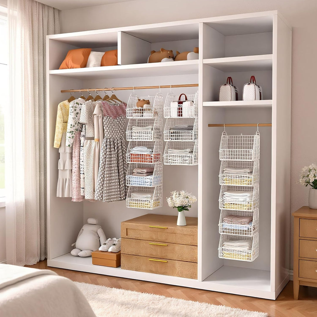 Metall Hängeregal 6 Etagen, Stapelbare Schrankorganizer, Stabil und Platzsparend Hängsregal, Ideal f