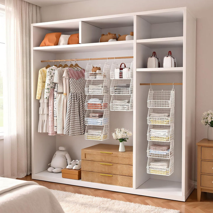 Metall Hängeregal 6 Etagen, Stapelbare Schrankorganizer, Stabil und Platzsparend Hängsregal, Ideal f