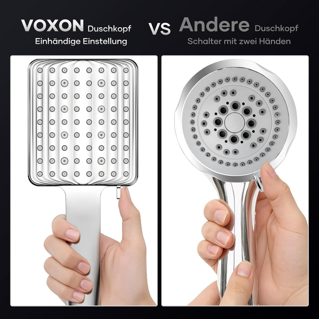 VOXON Duschkopf, Duschbrause Regendusche, Handbrause Gross, Duschkopf Wassersparend Hochdruck, Einha