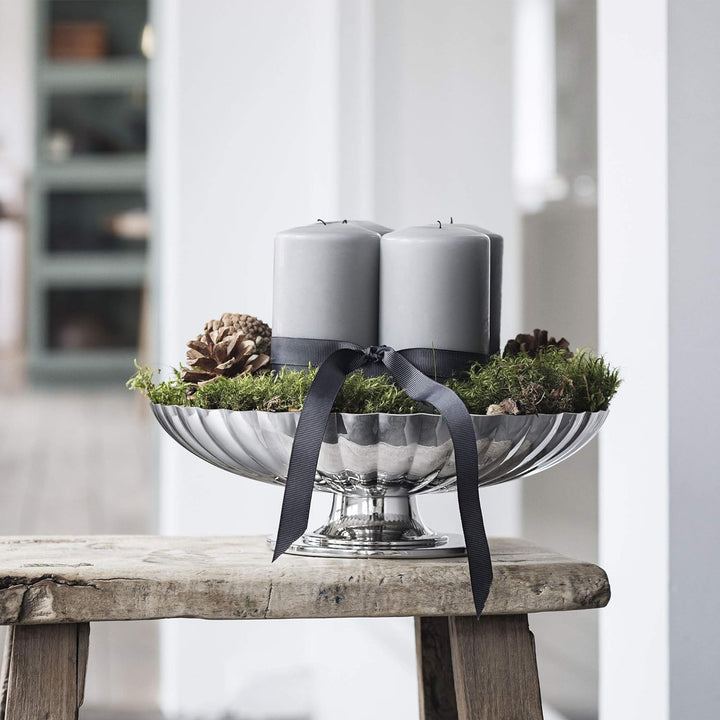 Georg Jensen Servierteller mit Standfuss, Edelstahl, Stainless Steel 28 x 28 x 8.5 cm