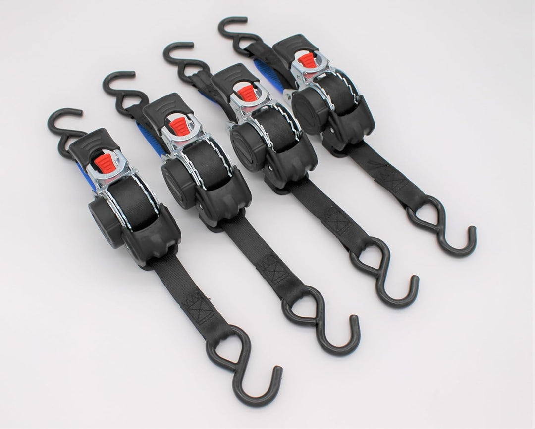 4 Stück Automatik Zurrgurt Spanngurt mit S-Haken 3,0m x 25 mm 300/600 daN