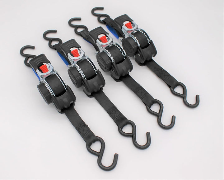 4 Stück Automatik Zurrgurt Spanngurt mit S-Haken 3,0m x 25 mm 300/600 daN