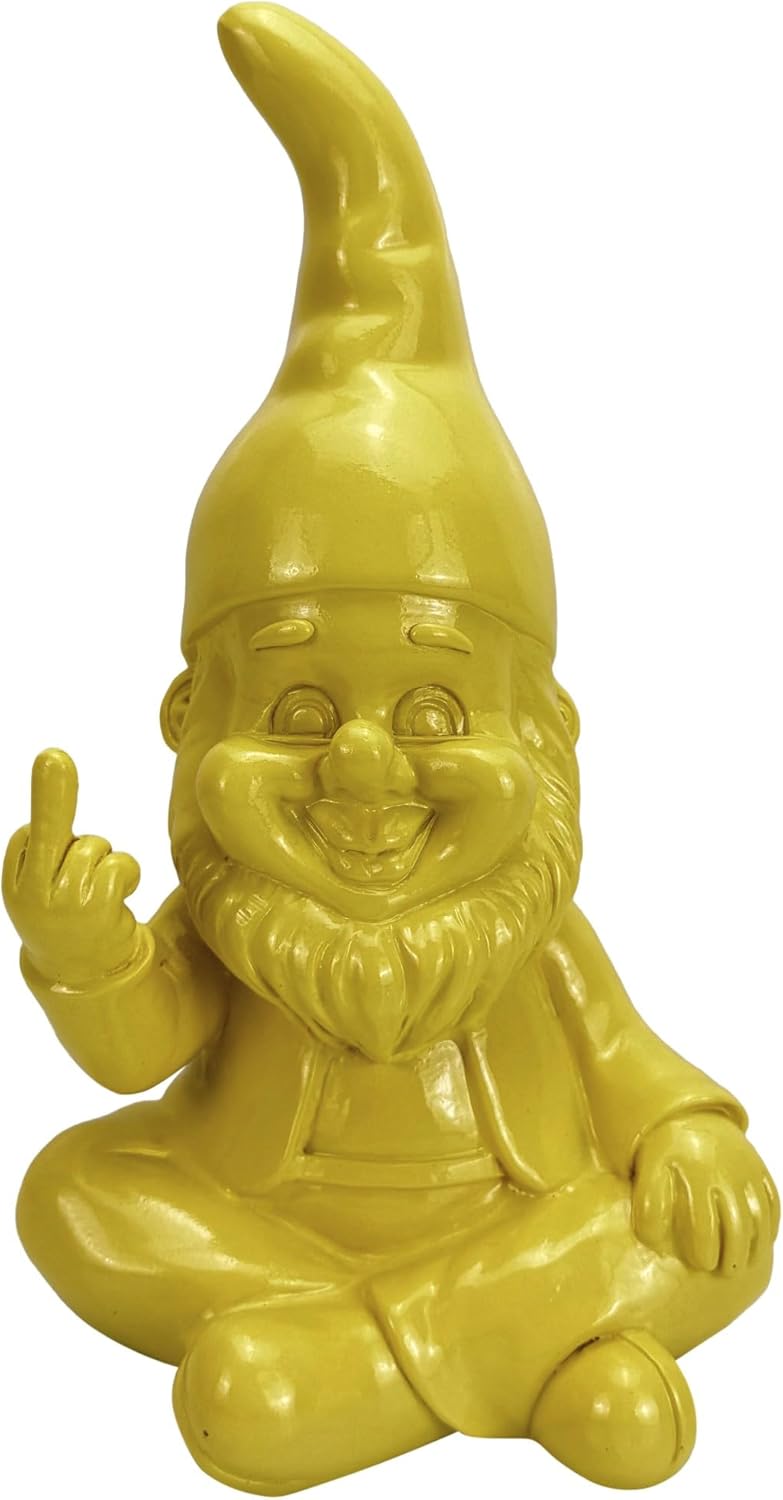 Lustiger Gartenzwerg für aussen mit Mittelfinger in modernen Farben - 21 cm gross - Gartenfiguren fü