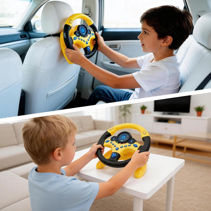 deAO Kinder Lenkrad Spielzeug mit 360° Drehfunktion, Kinder Simulierter Fahrsimulator Auto Simulatio