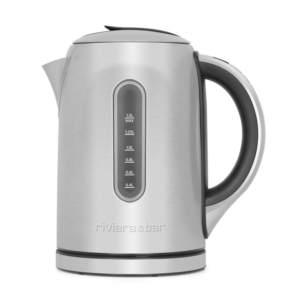 riviera&bar Wasserkocher aus Edelstahl 1,5L - Schneller Wasserkocher 2200W, Einstellbare Temperatur
