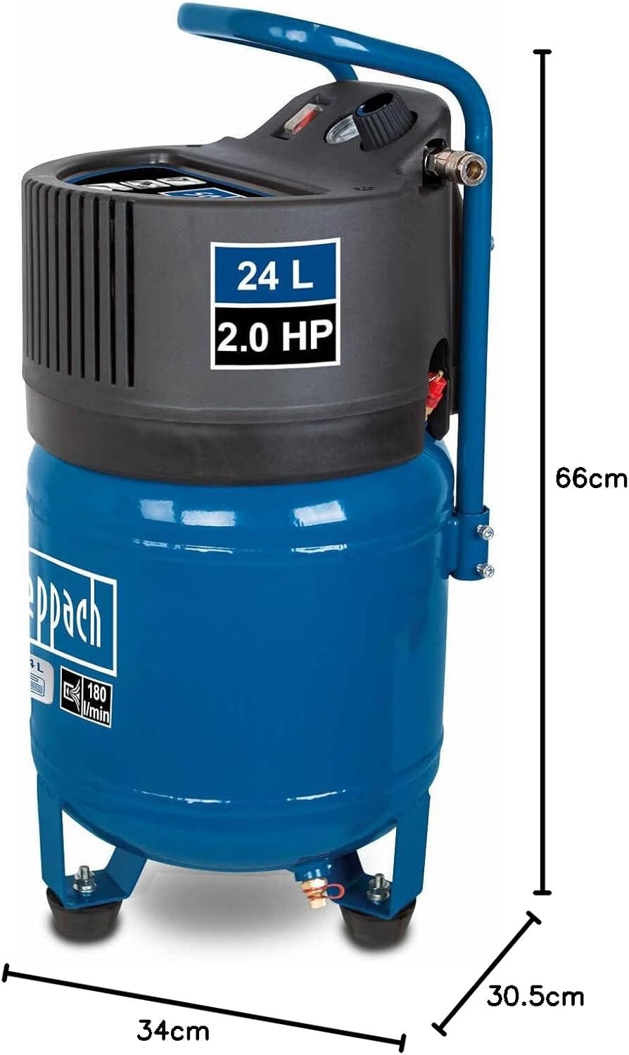 Scheppach Druckluft Kompressor HC24V Luftkompressor stehend mit Tragegriff | 24L Kessel | 1500W Leis