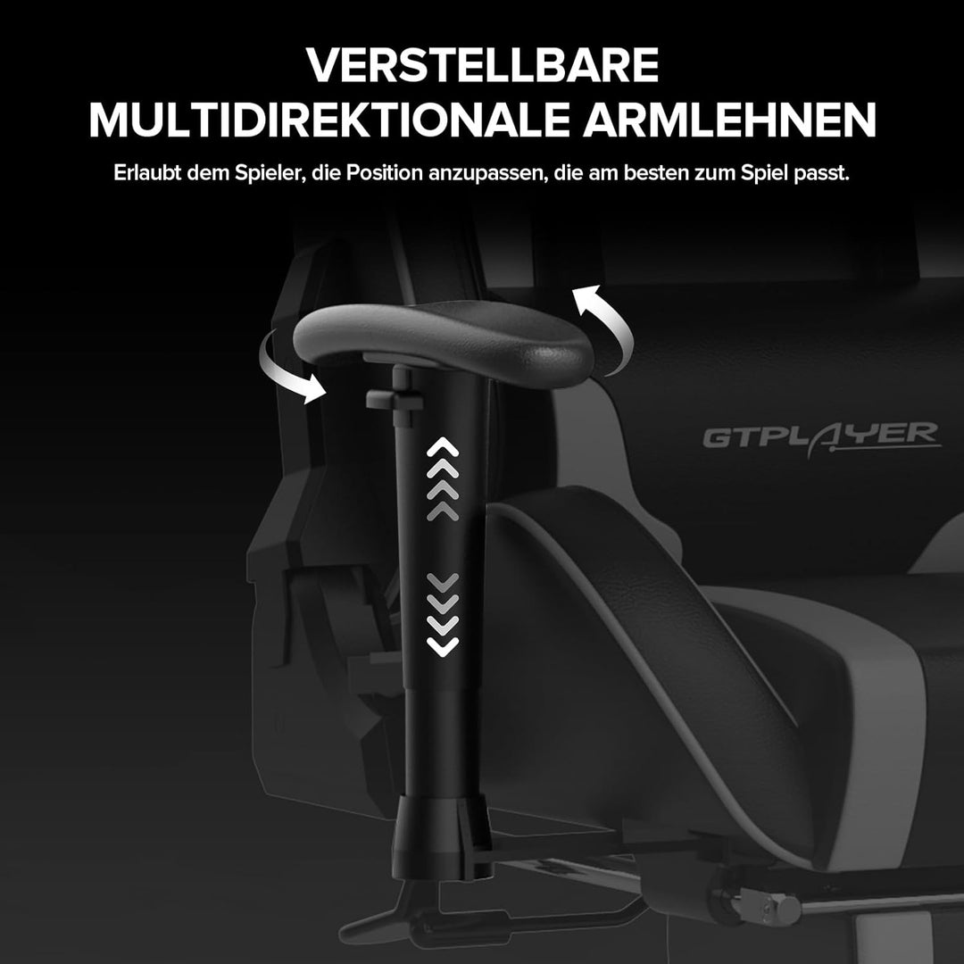 GTPLAYER Gaming Stuhl Gamer Stuhl mit Fussstütze Bluetooth Lautsprecher Ergonomischer Bürostuhl Comp