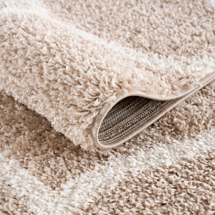 SANAT Madrid Shaggy Teppich Rund - Hochflor Teppiche für Wohnzimmer, Schlafzimmer, Küche - Beige, Gr