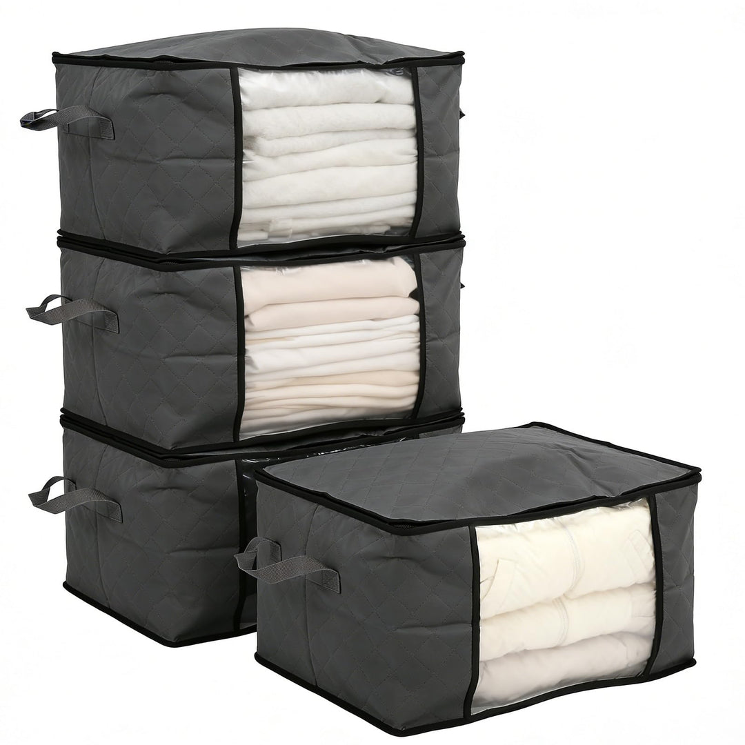 Sekey 4 Stück 60L Aufbewahrungstasche, Faltbare Kleiderschrank Organizer, Stoff-Aufbewahrungsbox mit