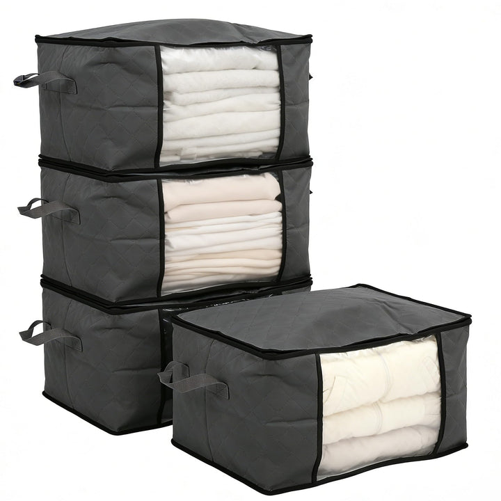 Sekey 4 Stück 60L Aufbewahrungstasche, Faltbare Kleiderschrank Organizer, Stoff-Aufbewahrungsbox mit