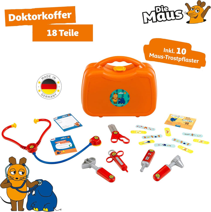 Theo Klein 4305 Die Maus Arztkoffer | Interaktives Rollenspiel-Set mit viel Zubehör | Offizielles Li