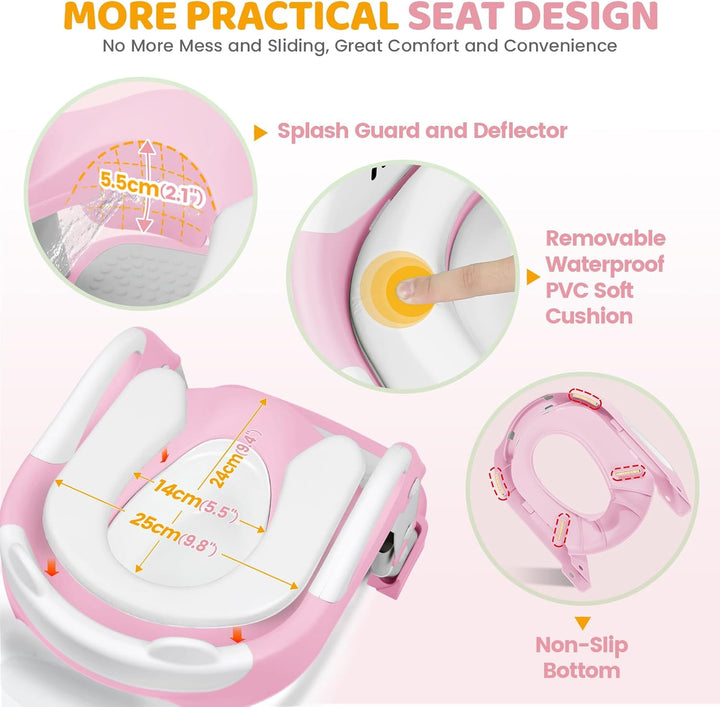 Orzbow Toilettensitz Kinder mit Treppe, 2-in-1 Kinder Toilettensitz, Töpfchen für Kinder, Höhenverst