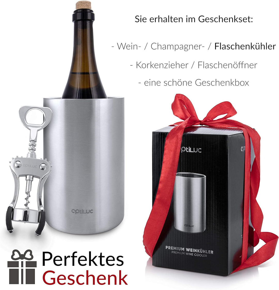 Weinkühler aus Edelstahl, Flaschenkühler Doppelwandig für Wein, Sekt, Champagner, Bier, Glas Flasche