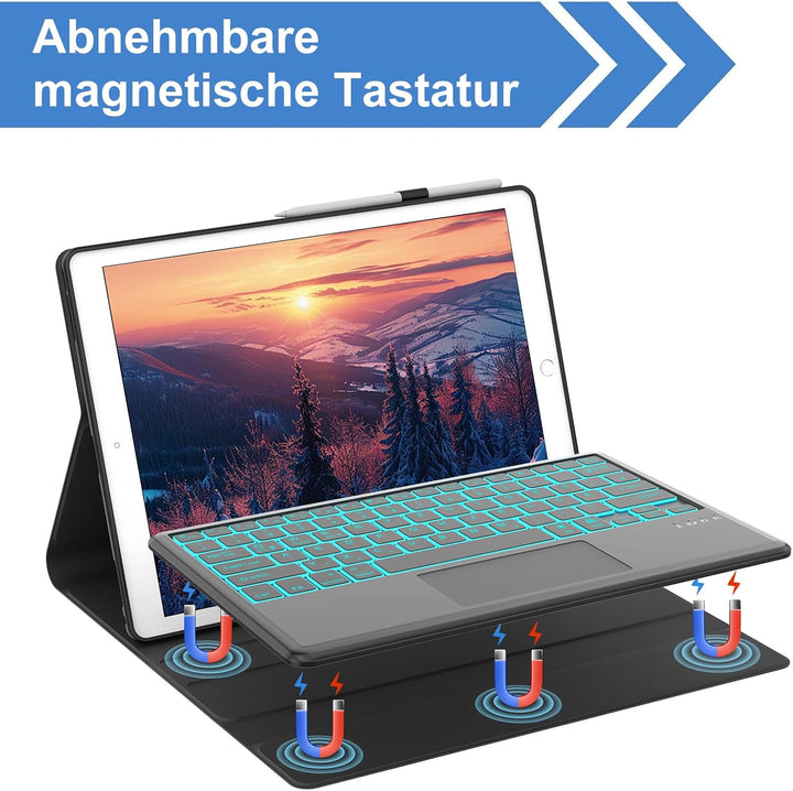 FOGARI Tastatur Hülle für iPad Pro 12.9 1./2. Generation, Tastatur für iPad Pro 12.9 2017/2015, Trac