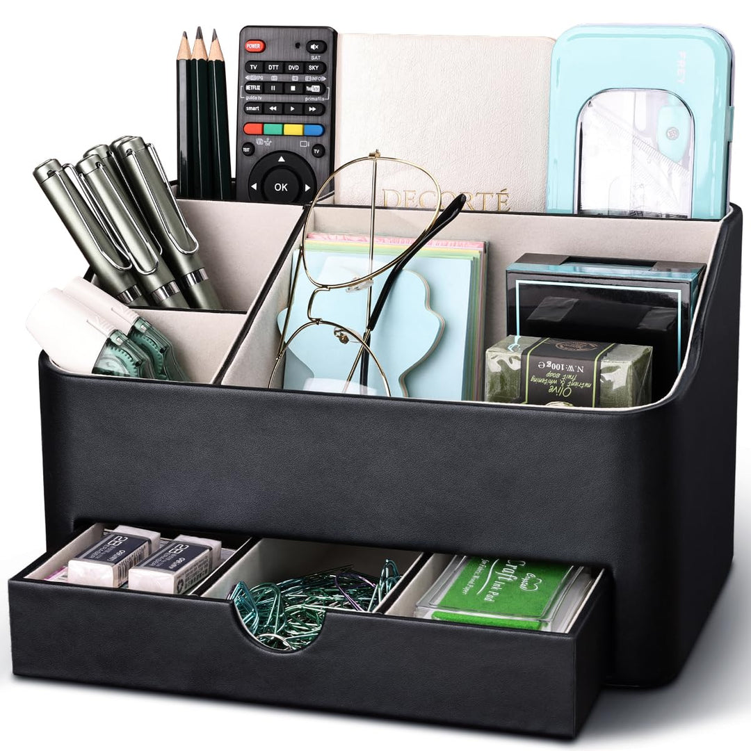 KINGFOM Büro Schreibtisch Organizer Mit 5 Fächern & Schubladen, Multifunktionales Ordnungssystem - S