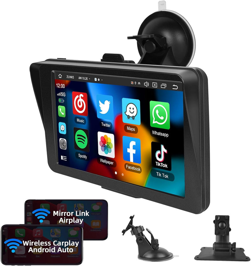 Podofo 7 Zoll Wireless Apple Carplay Android Auto Tragbares Autoradio Touchscreen Auto Stereo Radio
