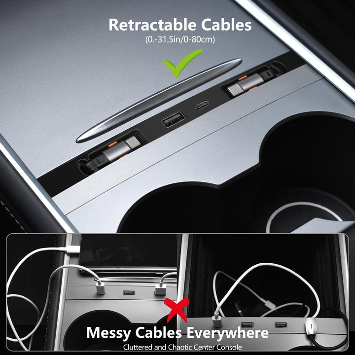 Tesla Mittelkonsole USB Hub für Model Y 2021-2024 & Model 3 2021-2023, Mehrport Auto Schnellladeadap
