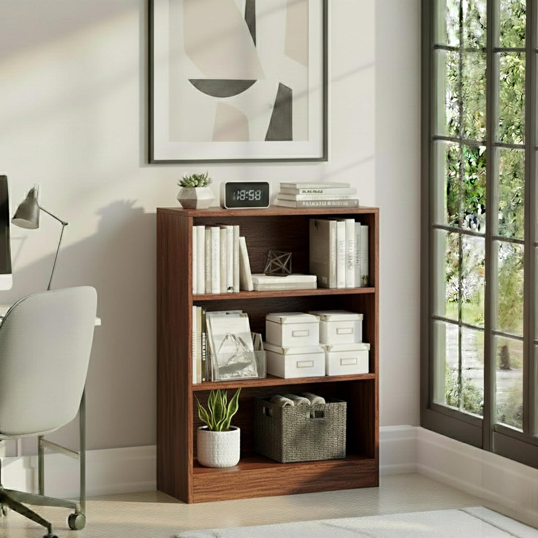 Vida Designs Cambridge Bücherregal mit 3 Ebenen, niedrig, Walnuss, Holz-Regaleinheit für Büro, Wohnz