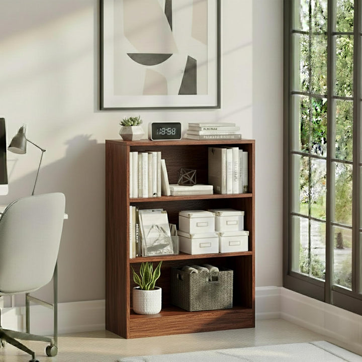 Vida Designs Cambridge Bücherregal mit 3 Ebenen, niedrig, Walnuss, Holz-Regaleinheit für Büro, Wohnz