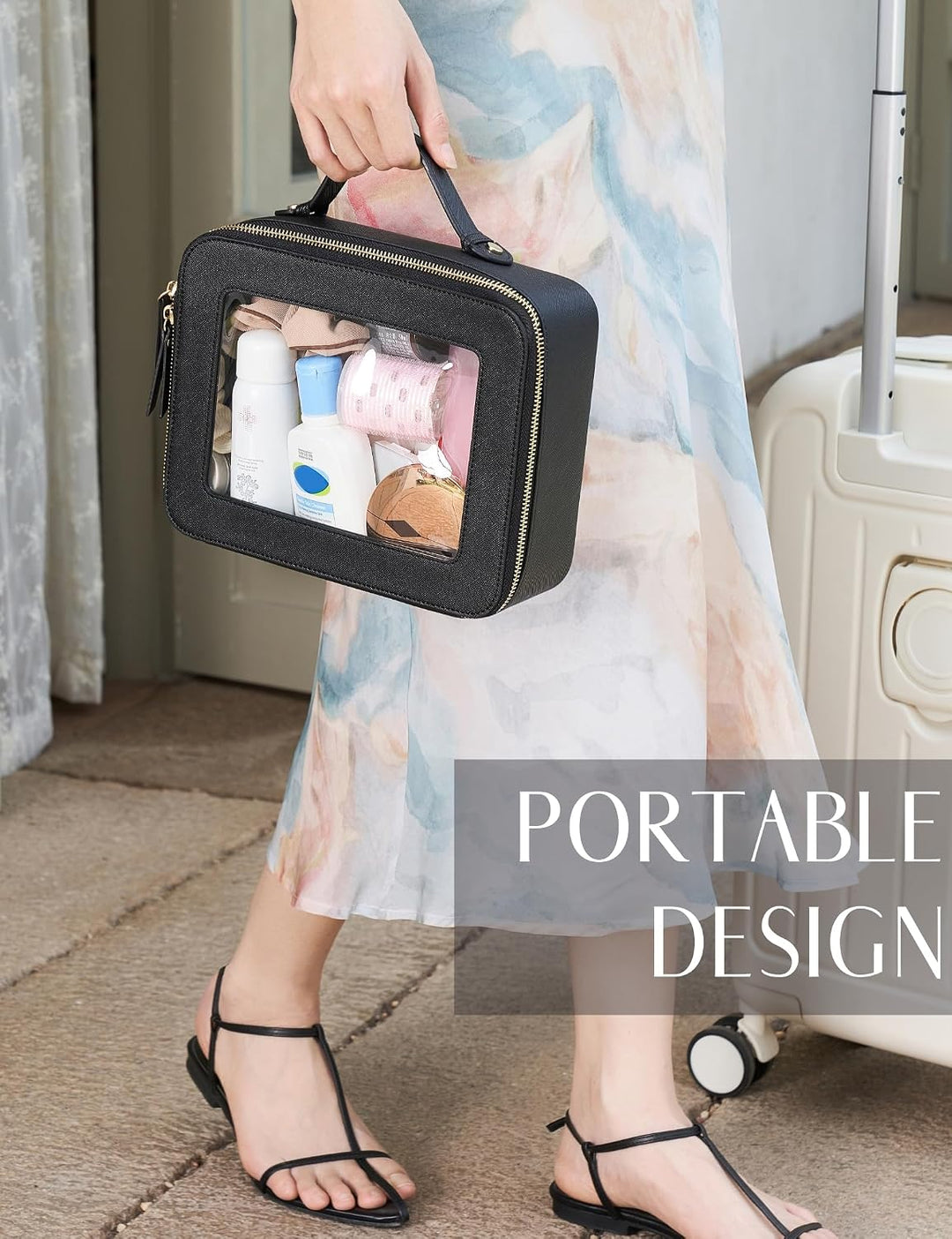 Popvibe Transparente Make-up-Tasche, Reise-Kosmetiktasche, transparenter Kulturbeutel mit Reissversc