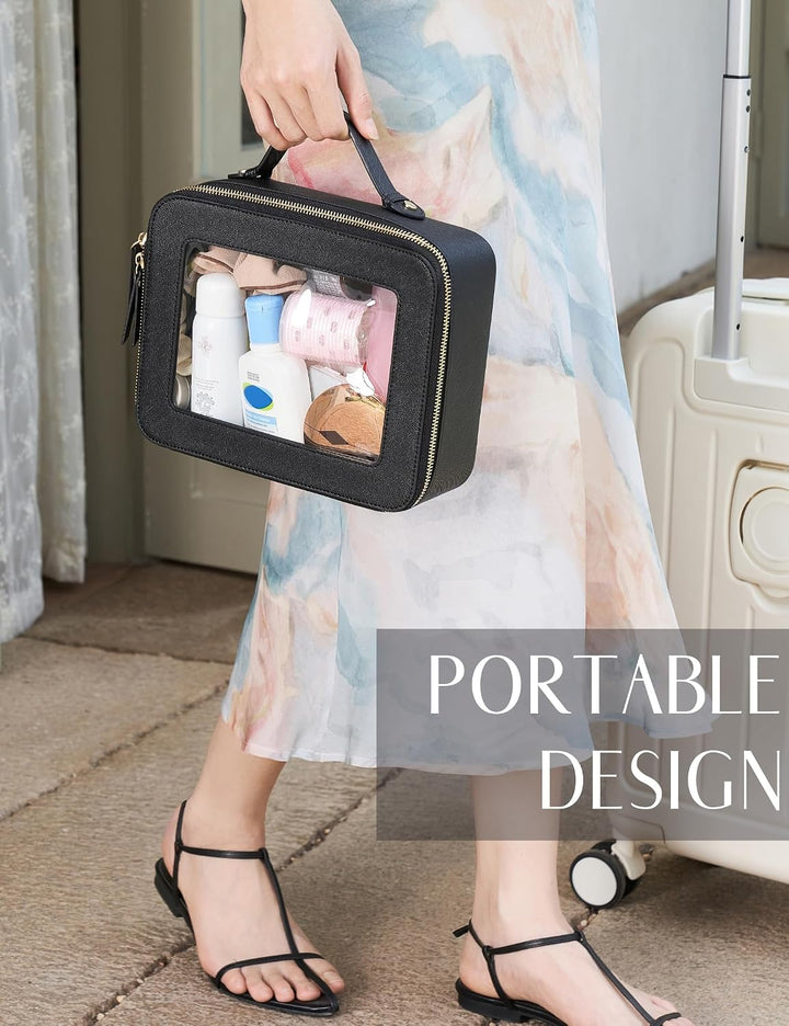 Popvibe Transparente Make-up-Tasche, Reise-Kosmetiktasche, transparenter Kulturbeutel mit Reissversc