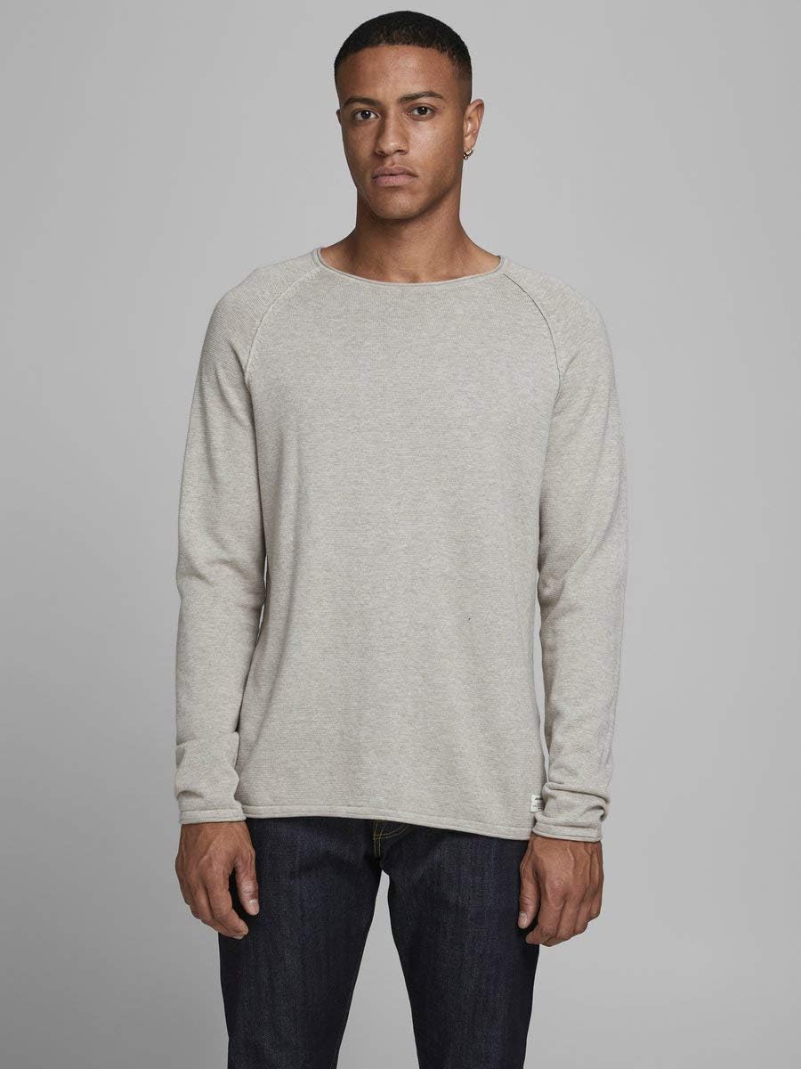 JACK & JONES Male Strickpullover mit Rundhals Einfarbig Strickpullover mit Rundhals XL Elfenbein (Oa