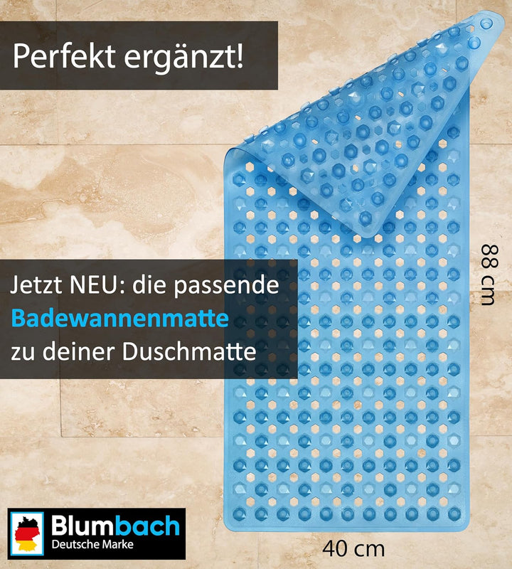 Blumbach® Duschmatte rutschfest 53x53cm - 100% BPA-frei - Inkl. 2 Haken zum Aufhängen - griffige Ant