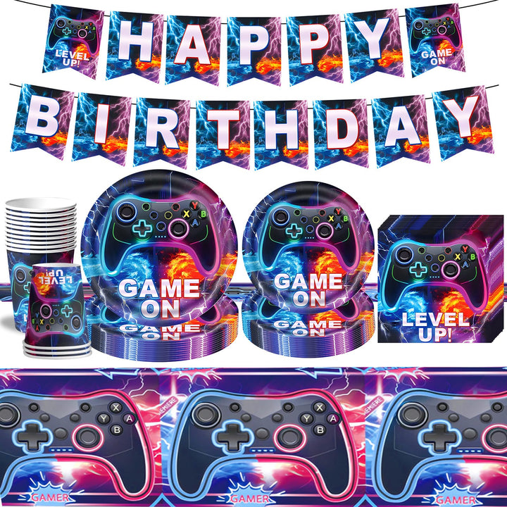 Game Pappteller Kindergeburtstag Deko Junge- Videospiel Geburtstag Geschirr Set Gamer Geburtstagsdek