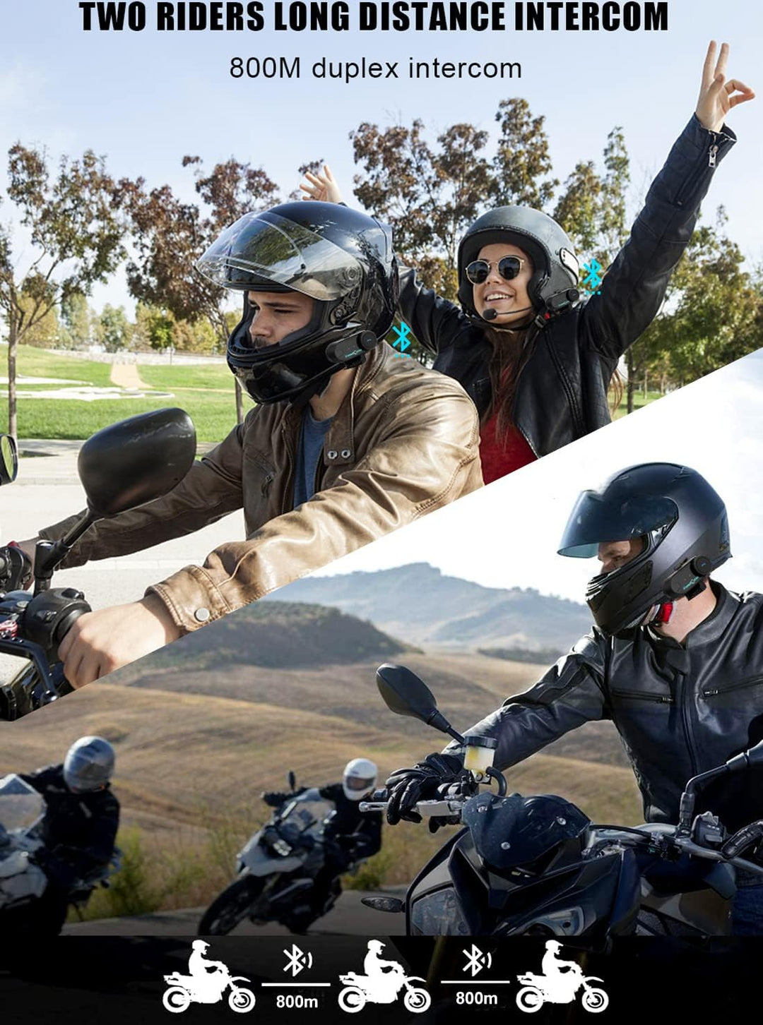 FreedConn T-COM VB Motorrad Bluetooth Headset, Helm Intercom, Kommunikationssystem für für Motorräde