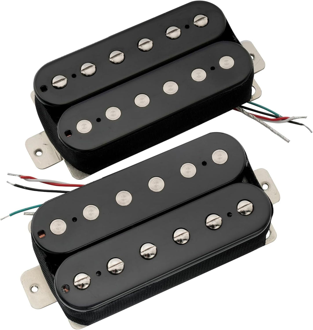 Artec VH-Rock Alnico 5 Uncovered Humbucker Tonabnehmer Hals Steg Pickups Set für E-Gitarre, Schwarz,