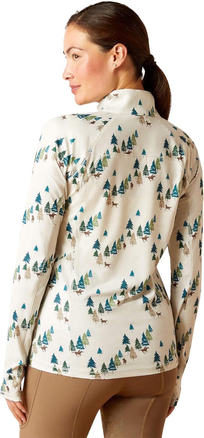 ARIAT 2021 Damen Lowell 2.0 1/4 Zip Langarmshirt 10037375 - Team Print - XS Beige, XS Beige