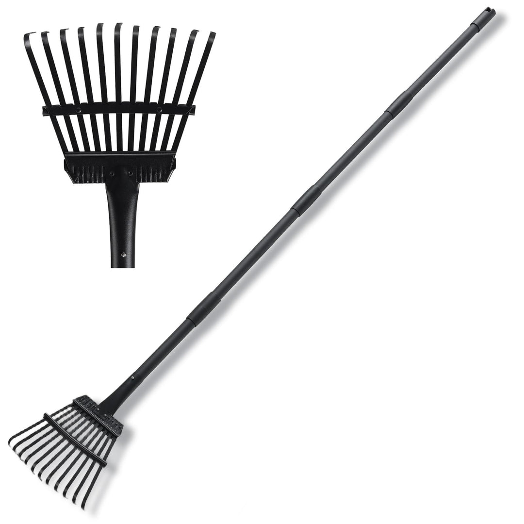 Kleiner Gardena Laubrechen Mit Stiel, 11 Zinken Metall Laubrechen Mit 160 cm Langem Verstellbarem St