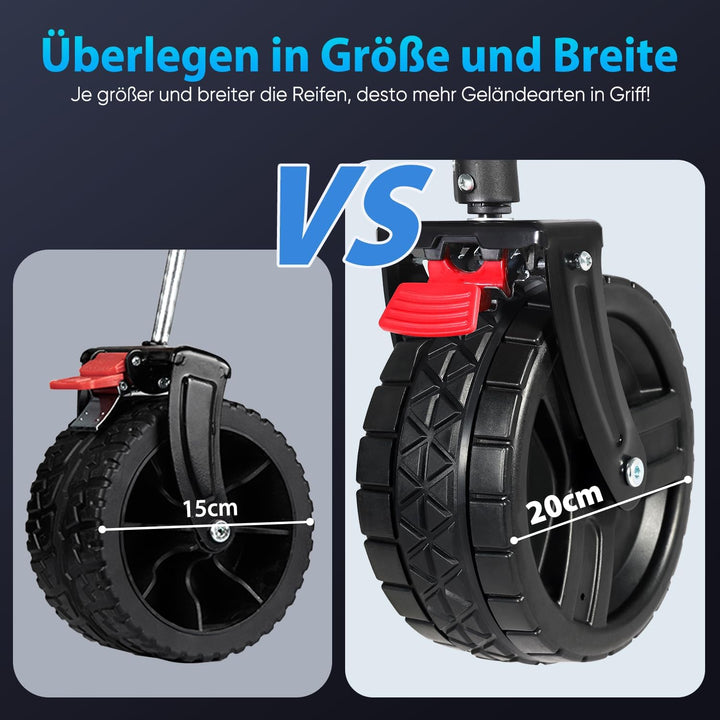 Sekey XXL Plus Bollerwagen Faltbar mit Bremsen 200L 200KG Belastbar, Extra Breite Reifen All Terrain