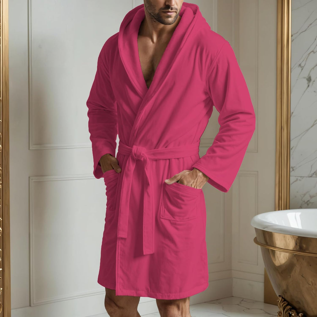 PETTI Artigiani Italiani - Unisex Bademantel, Weiss, One Size, Mikrofaser, Kapuze, Gürtel, Taschen,