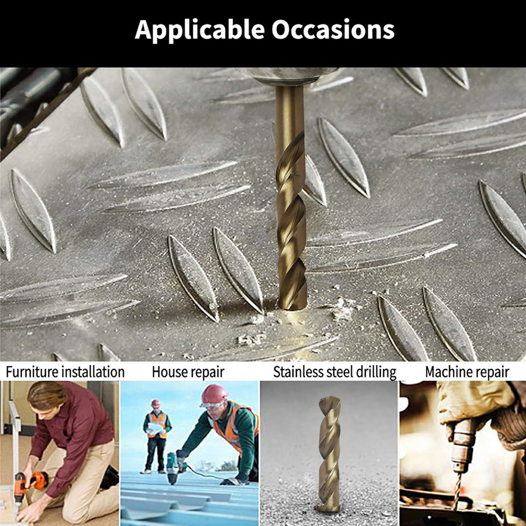 NORTOOLS 25 Stück HSS M35 Cobalt 5% Metallbohrer Bohrer DIN338 mit 135 °Split Point 1-13 mm x 0,5 mm